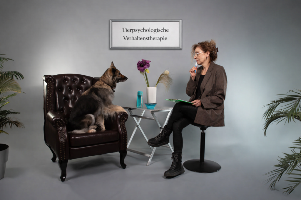 Heike Fix mit Hund in einer Therapiesituation